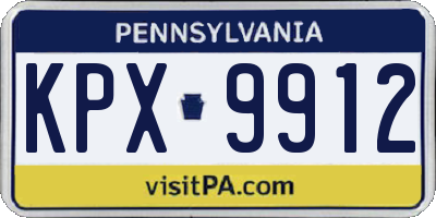 PA license plate KPX9912