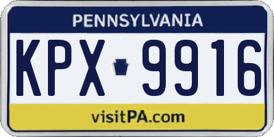PA license plate KPX9916