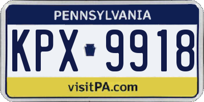 PA license plate KPX9918