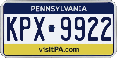 PA license plate KPX9922