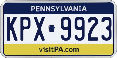 PA license plate KPX9923