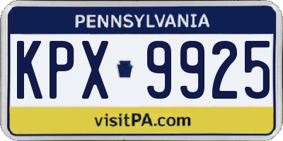 PA license plate KPX9925