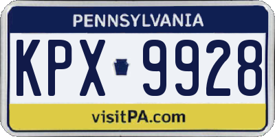PA license plate KPX9928