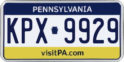 PA license plate KPX9929