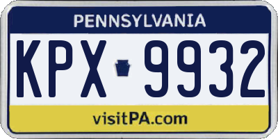 PA license plate KPX9932