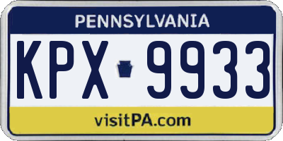 PA license plate KPX9933