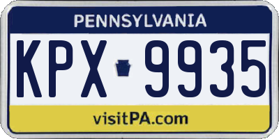 PA license plate KPX9935