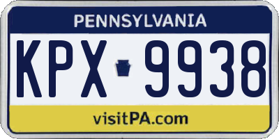 PA license plate KPX9938