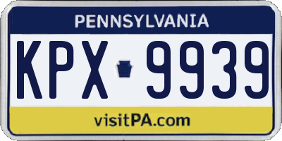PA license plate KPX9939