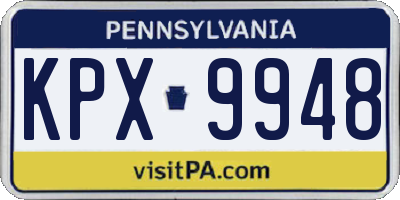 PA license plate KPX9948