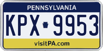 PA license plate KPX9953