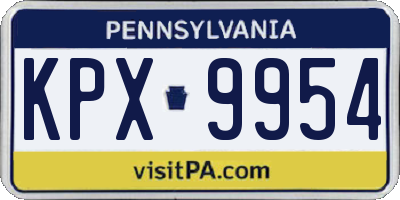 PA license plate KPX9954