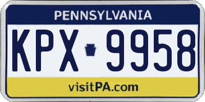 PA license plate KPX9958