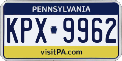 PA license plate KPX9962