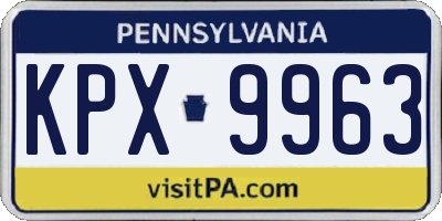 PA license plate KPX9963