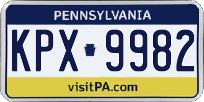PA license plate KPX9982