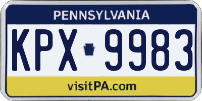 PA license plate KPX9983