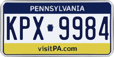 PA license plate KPX9984