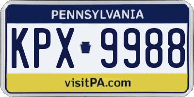 PA license plate KPX9988