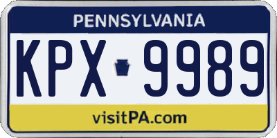 PA license plate KPX9989