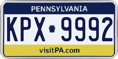 PA license plate KPX9992