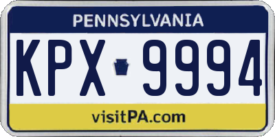 PA license plate KPX9994