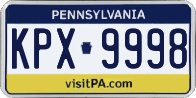 PA license plate KPX9998