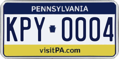 PA license plate KPY0004