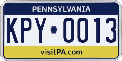 PA license plate KPY0013