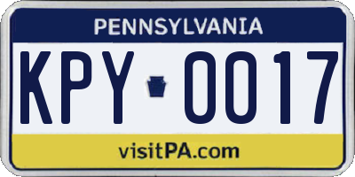 PA license plate KPY0017