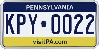 PA license plate KPY0022