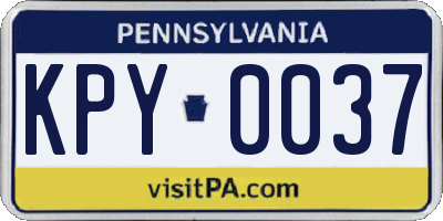 PA license plate KPY0037