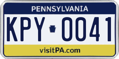 PA license plate KPY0041
