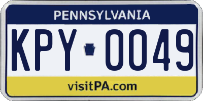 PA license plate KPY0049