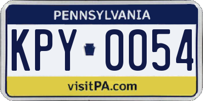 PA license plate KPY0054