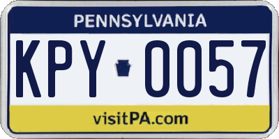 PA license plate KPY0057