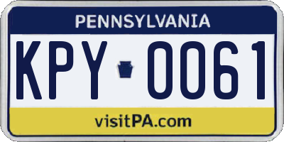 PA license plate KPY0061