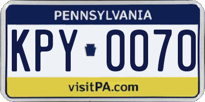 PA license plate KPY0070