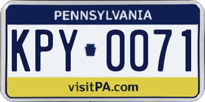 PA license plate KPY0071