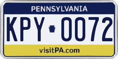 PA license plate KPY0072