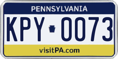 PA license plate KPY0073