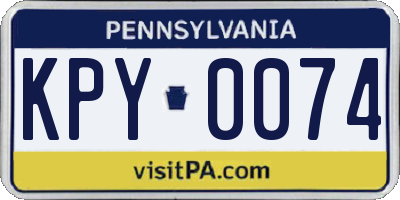 PA license plate KPY0074
