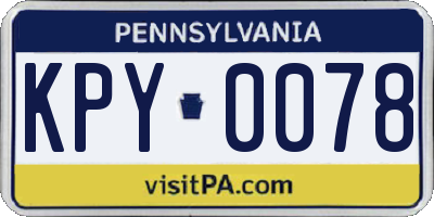 PA license plate KPY0078