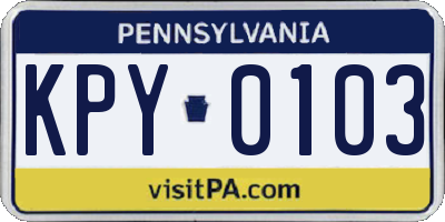 PA license plate KPY0103