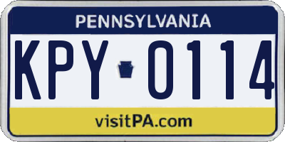 PA license plate KPY0114