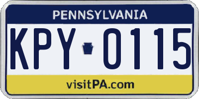 PA license plate KPY0115