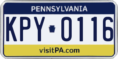 PA license plate KPY0116