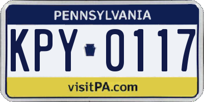 PA license plate KPY0117