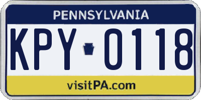 PA license plate KPY0118