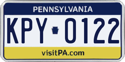PA license plate KPY0122